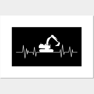 Excavator  heartbeat ,Backhoe lover Excavator digger Posters and Art